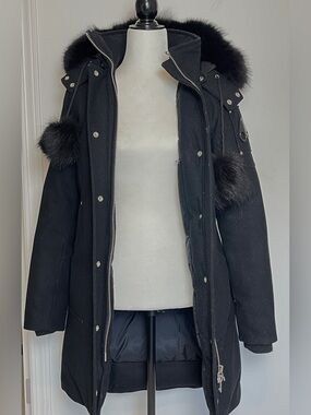 Vintage Moose Knuckles Black Women's Parka with Fur Trim
